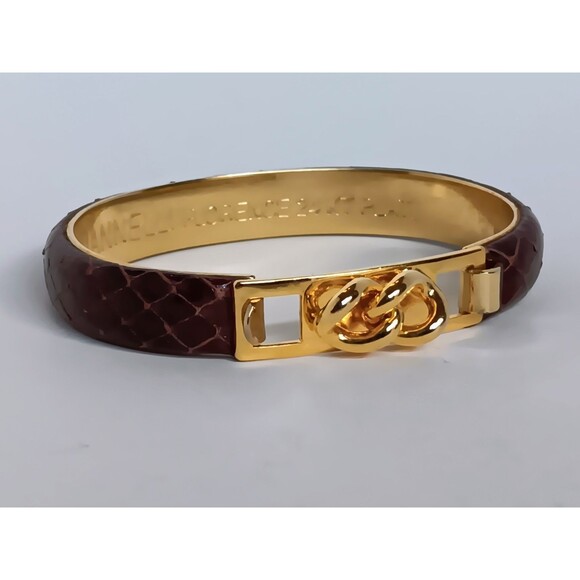 Vintage MANNELLI Florence 24K Gold Plated Snakeskin Hinged Bracelet + 1 FREE 6.5 - Picture 4 of 10